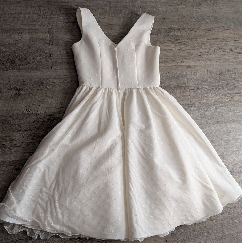 Dolly Parton Couture Bride White Polka dot Swing Wedding Dress Lg Retro Vintage - Picture 7 of 13